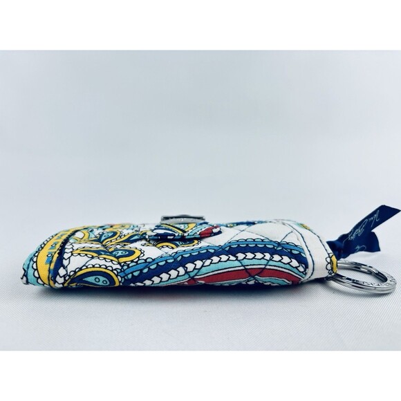 Vera Bradley Wallet Marina Paisley Quick Swipe ID Red Key Ring - Quilted - Picture 4 of 10